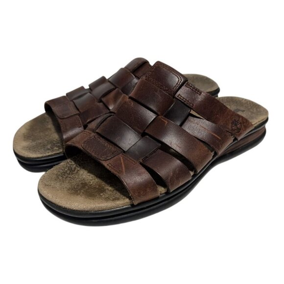 Timberland Fisherman Sandals Womens Brown Leather Slide Clairemont Mule Size 8 - Picture 2 of 7